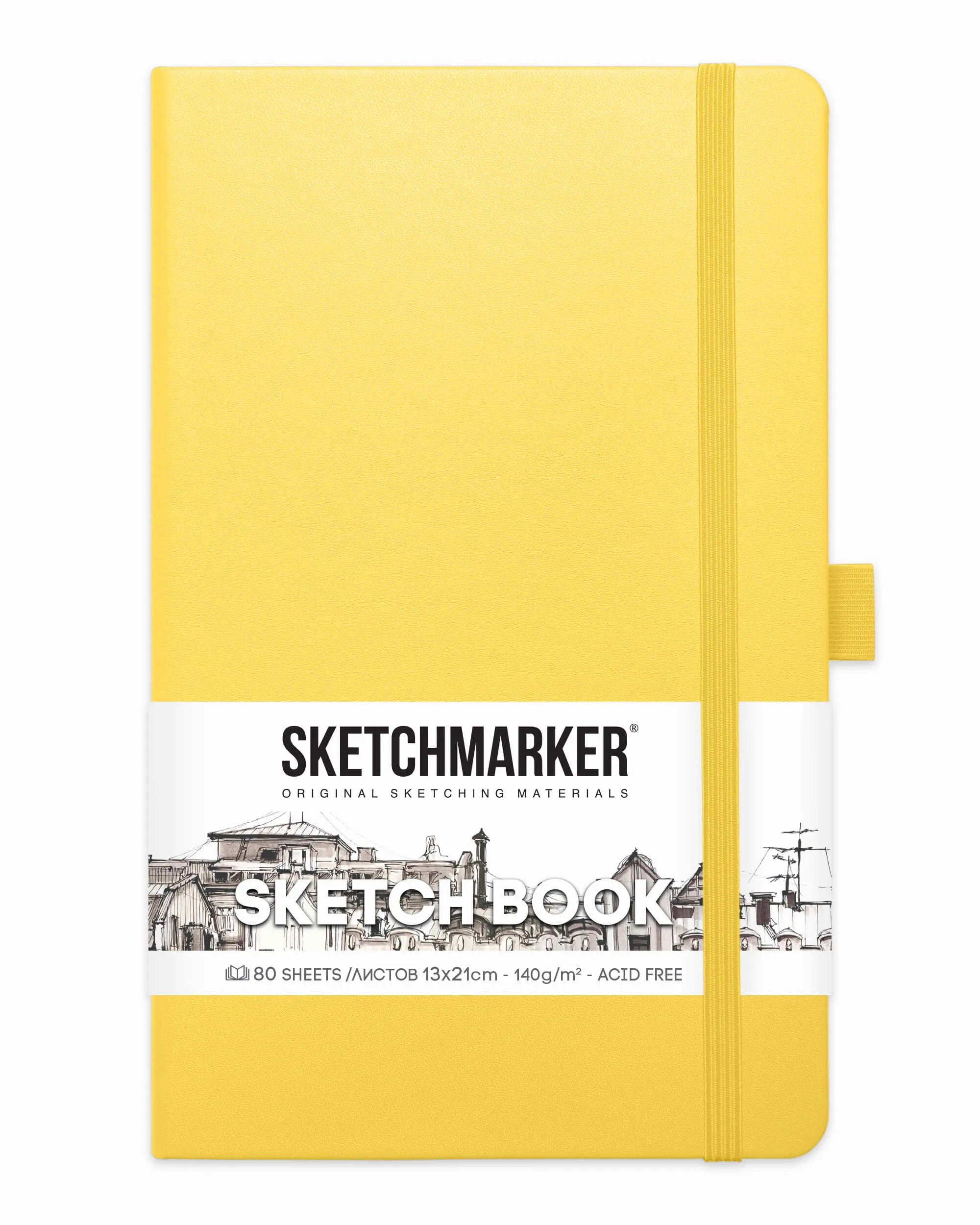 Блокнот для зарисовок Sketchmarker 140г/кв.м 13*21см 80л (Лимонный)