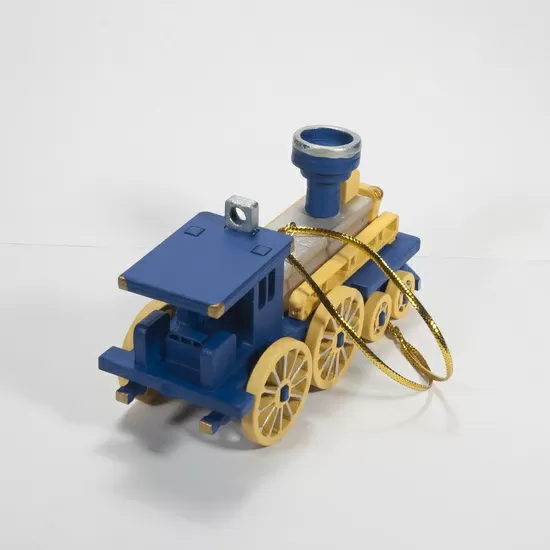 Елочная игрушка Ретро паровоз (темно-синий)