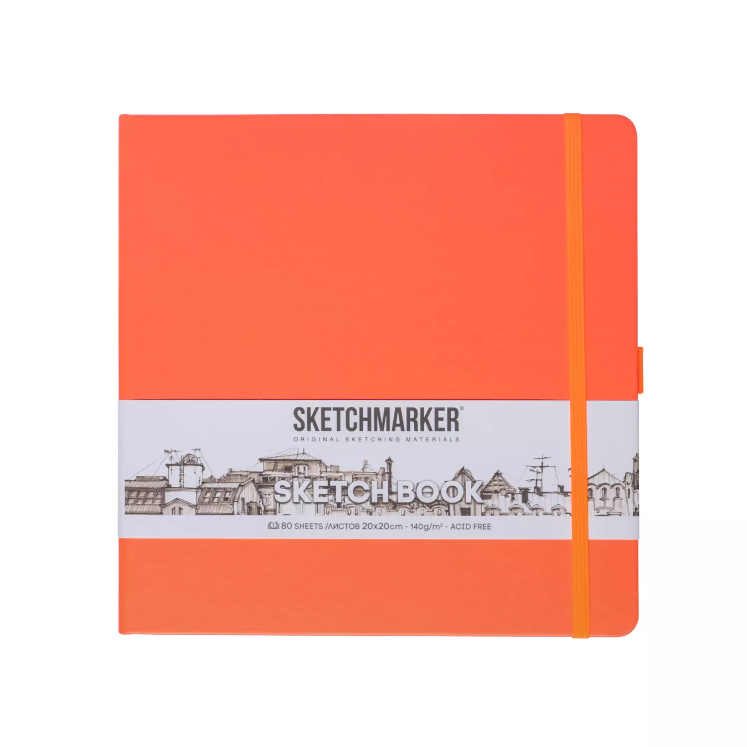 Блокнот для зарисовок Sketchmarker 140г/кв.м 20*20cм 80л (Коралловый неон)