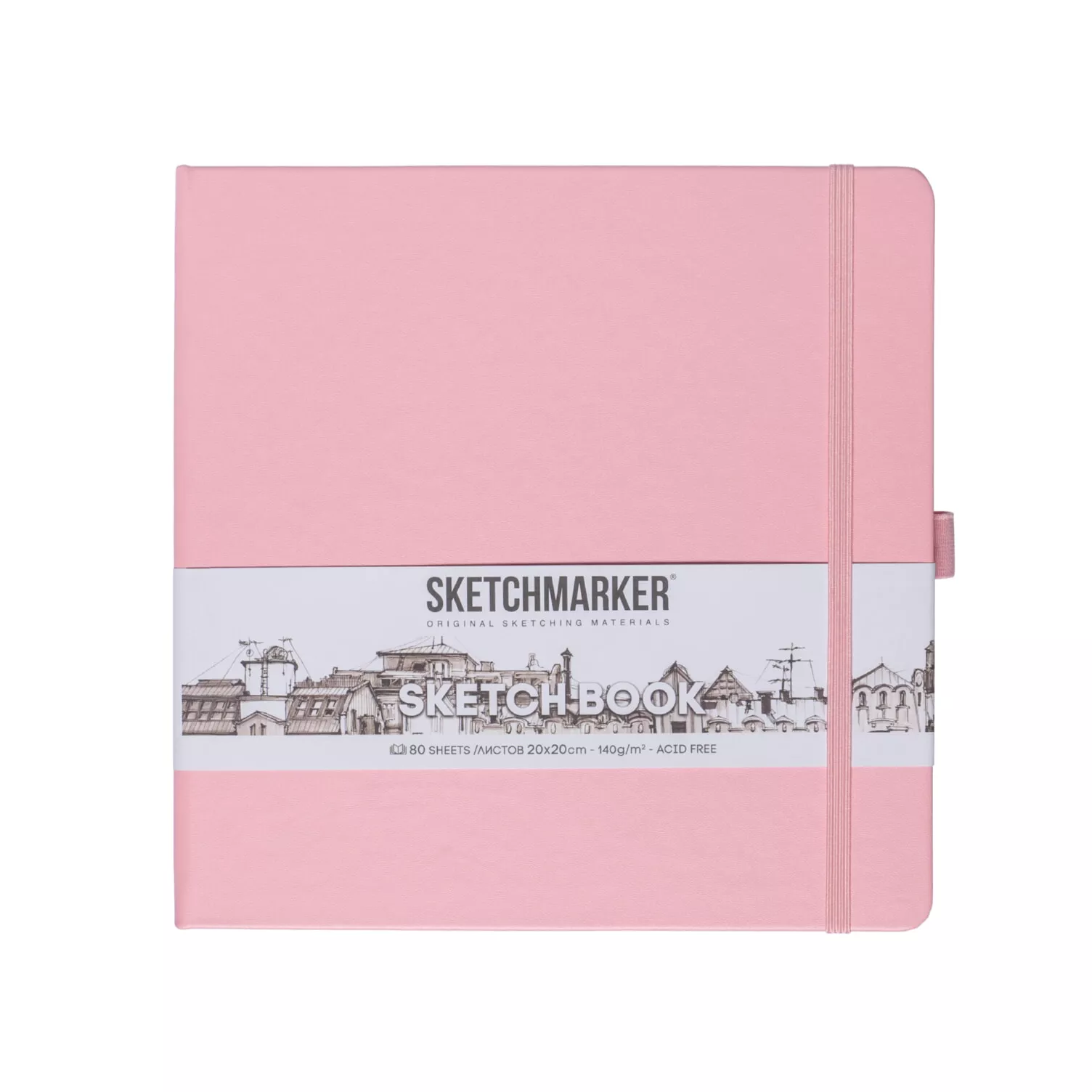 Блокнот для зарисовок Sketchmarker 140г/кв.м 20*20cм 80л (Розовый)