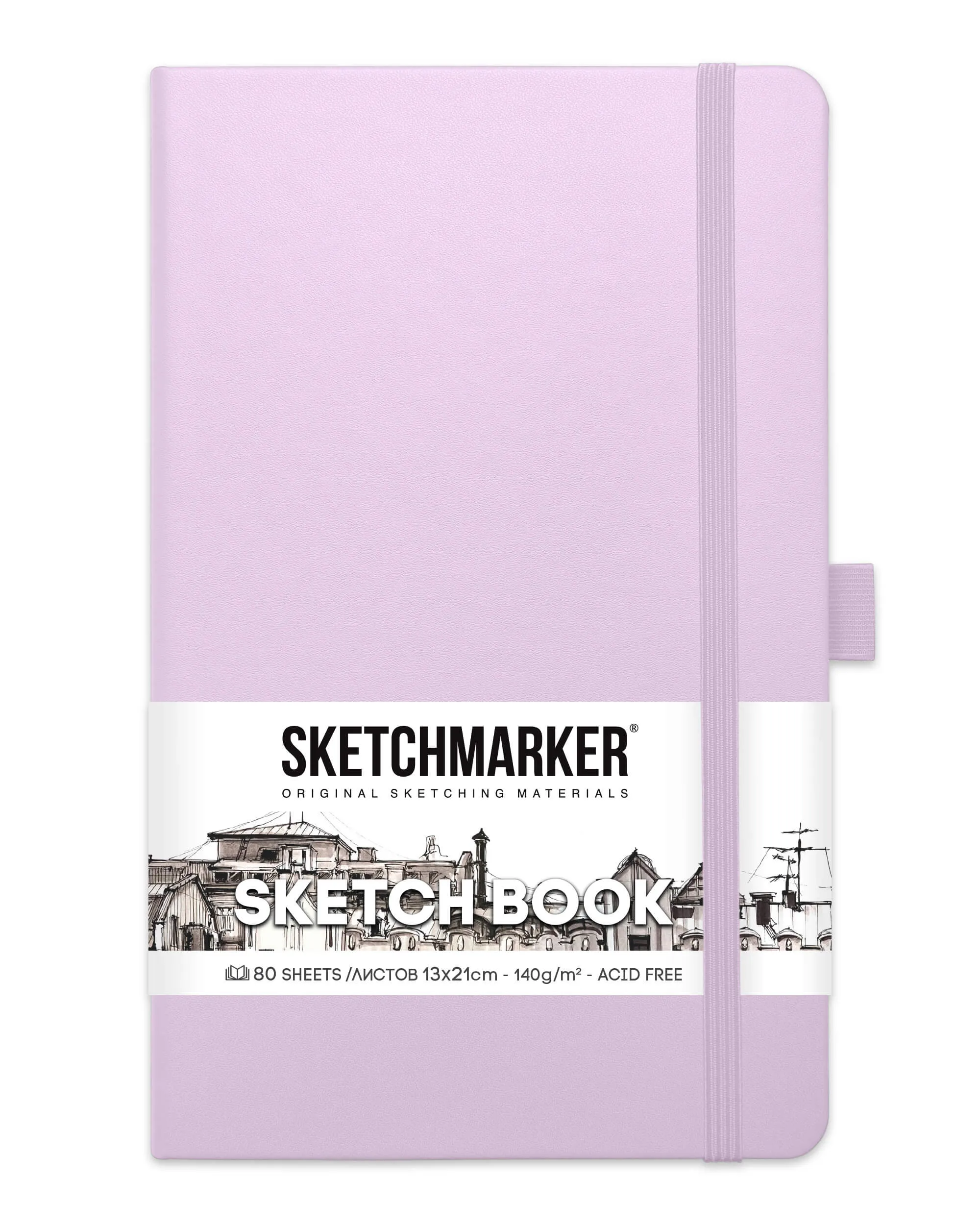 Блокнот для зарисовок Sketchmarker 140г/кв.м 13*21см 80л (Фиолетовый пастельный)