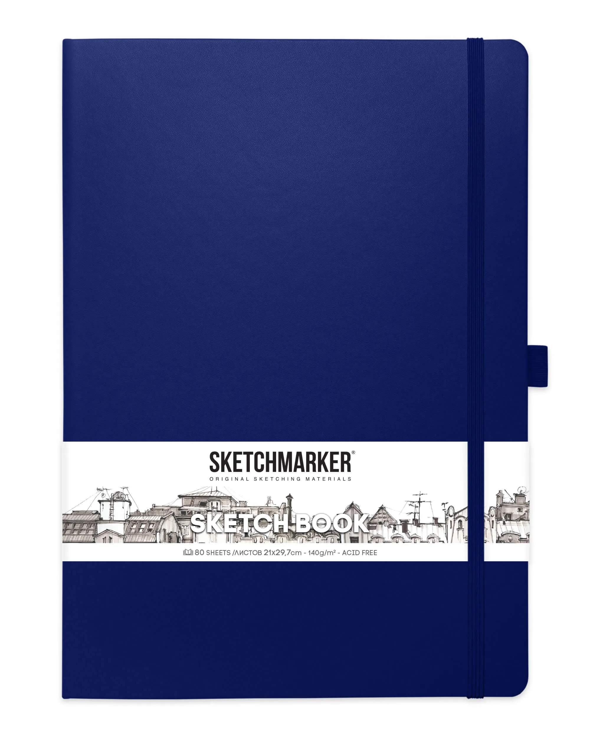 Блокнот для зарисовок Sketchmarker 140г/кв.м 21*29,7см 80л (Королевский синий)