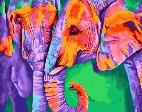 Картина по номерам 40х50 Радужные слоны (RDG-3219)