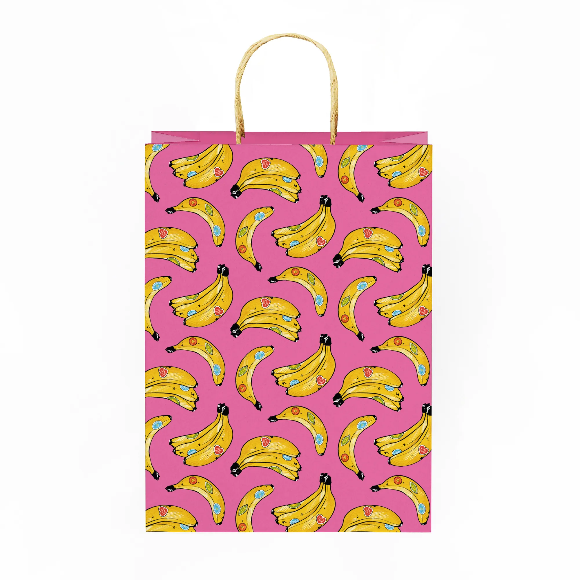 Пакет Бананы на розовом (большой)