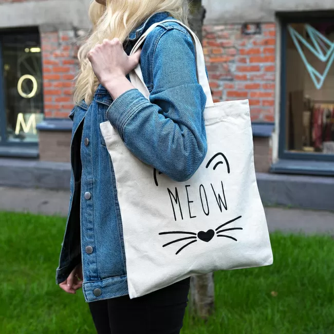 Эко-сумка шоппер Meow (белая)
