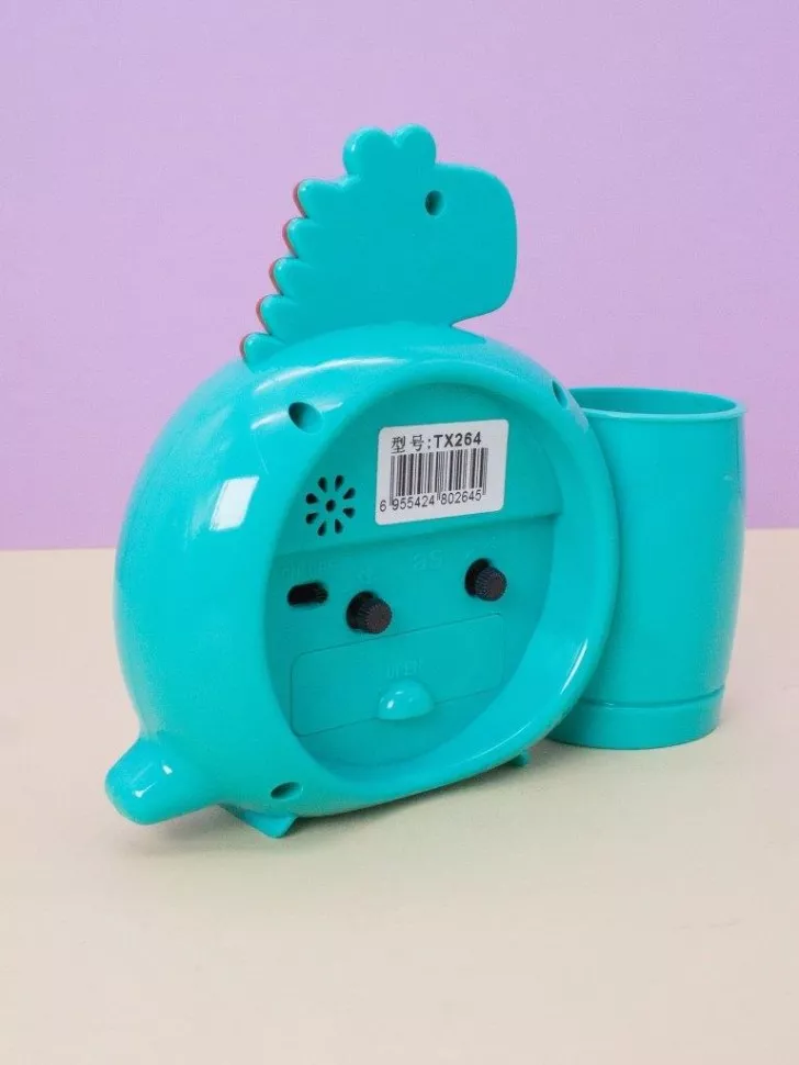 Часы-будильник с подставкой для канцелярии Dinosaur (green)