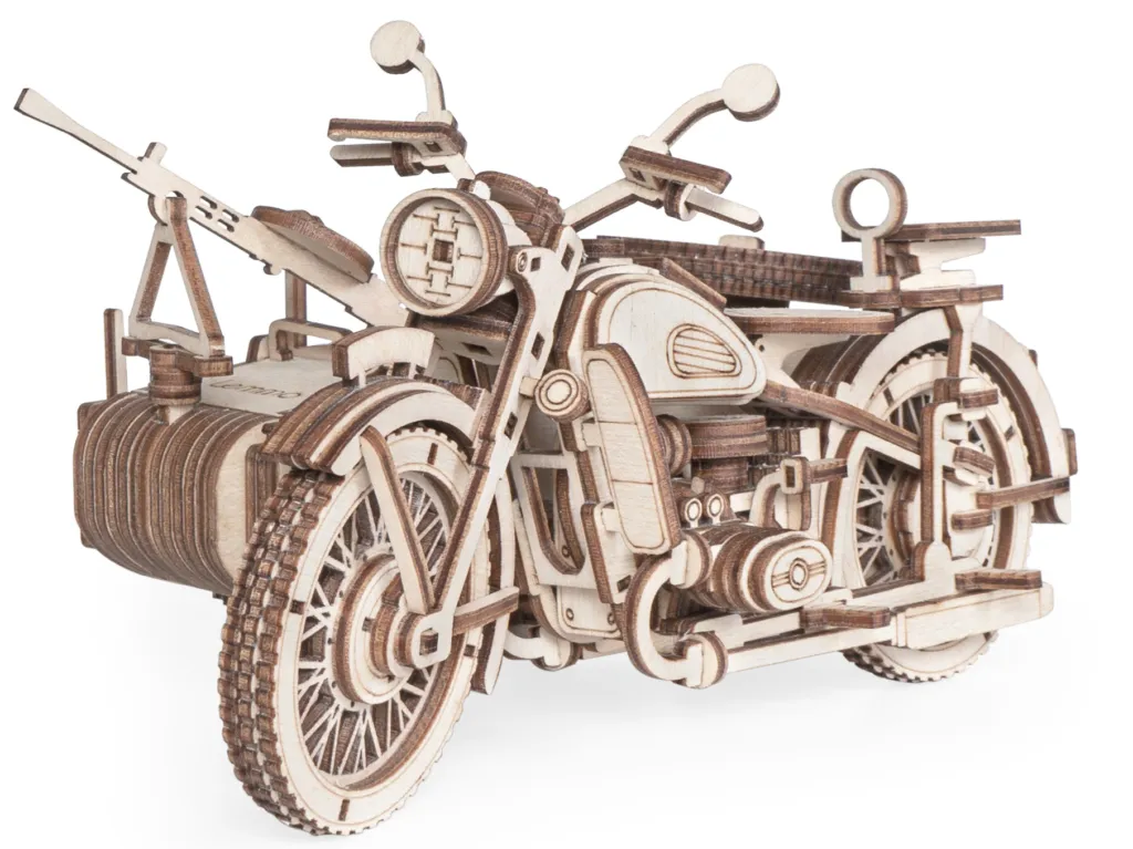 Сборная модель из дерева Lemmo Мотоцикл с коляской УРАН