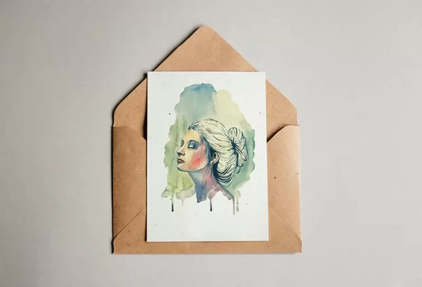 Растущая открытка Девушка акварель