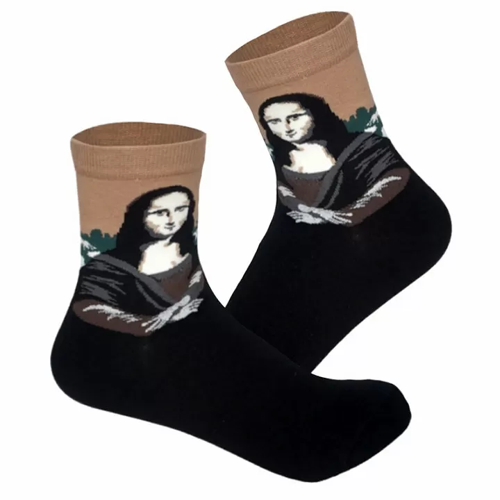 Носки Полотна великих. Мона Лиза. Леонардо да Винчи (бежевые), 35-39