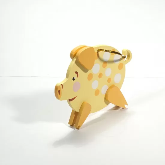 Елочная игрушка Свинка копилка (банановый)