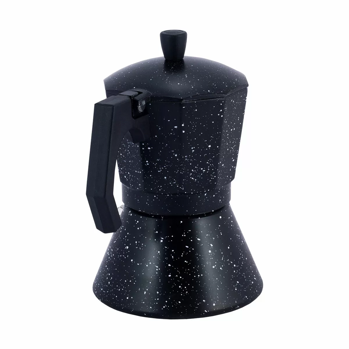 Кофеварка гейзерная из алюминия с широким индукционным дном (черный мрамор), 300мл