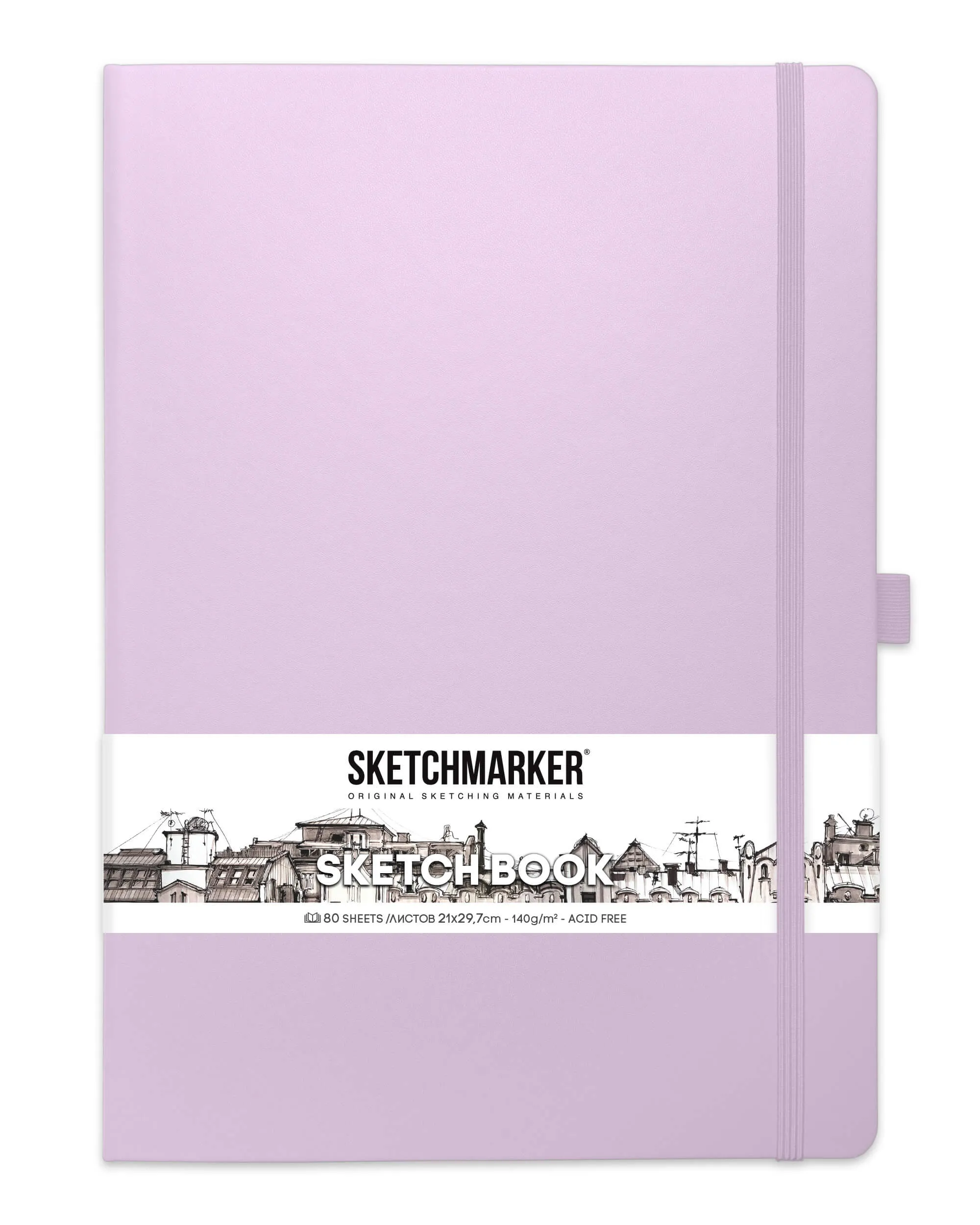Блокнот для зарисовок Sketchmarker 140г/кв.м 21*29,7см 80л (Фиолетовый пастельный)