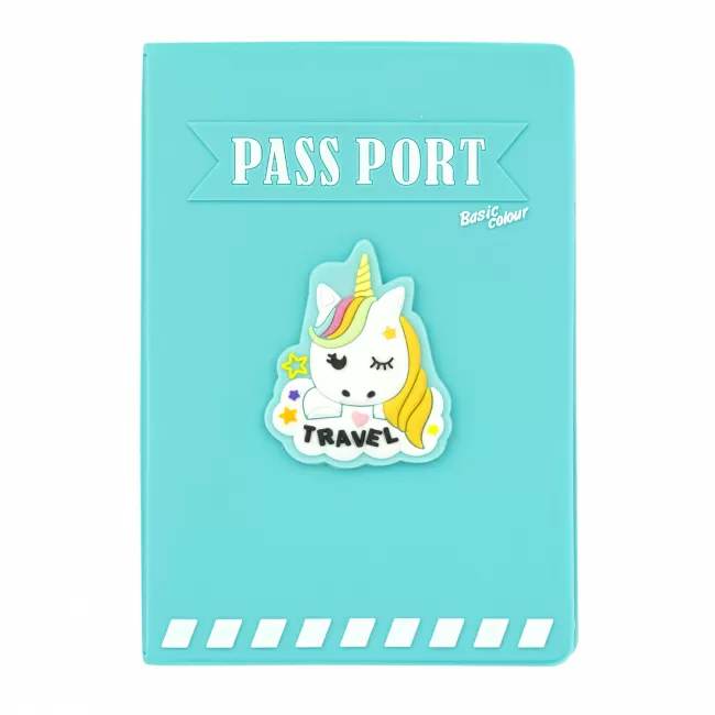 Обложка для паспорта Unicorn traveler (голубая)