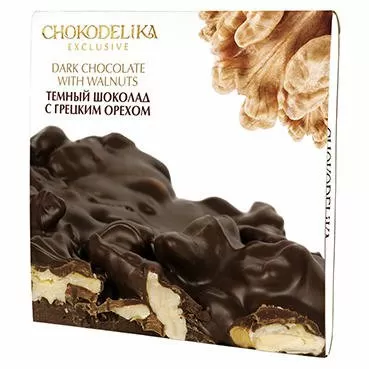 Шоколад темный с грецким орехом, 160 гр