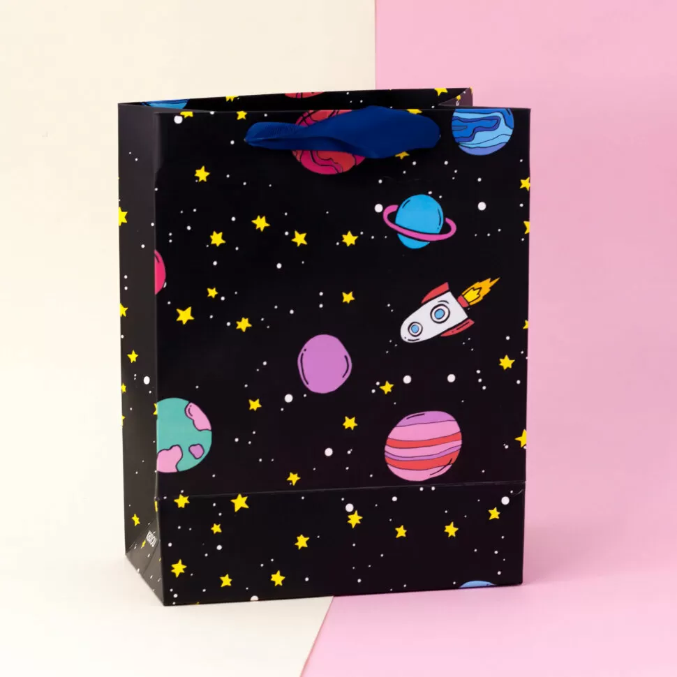 Подарочный пакет Universe rocket (M), black
