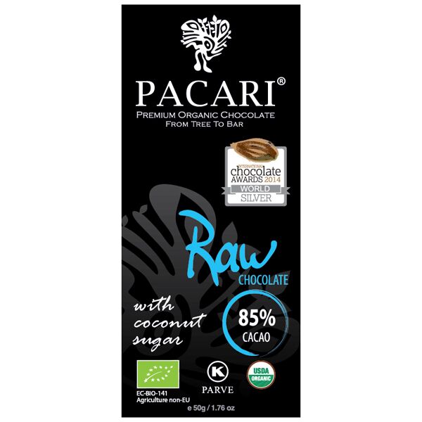 Органический живой шоколад Pacari 85%, 50 гр