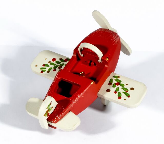 Елочная игрушка Самолет Моноплан (красный)