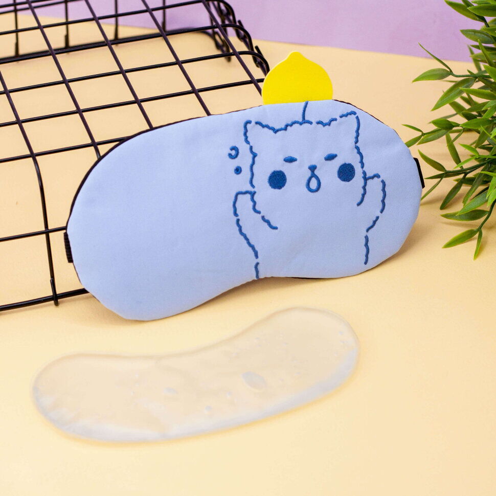Маска для сна гелевая Cute cat (blue)