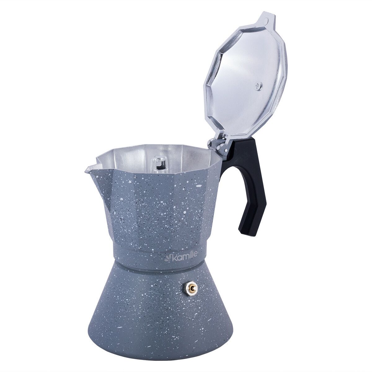 Кофеварка гейзерная из алюминия с широким индукционным дном (серый мрамор), 300мл