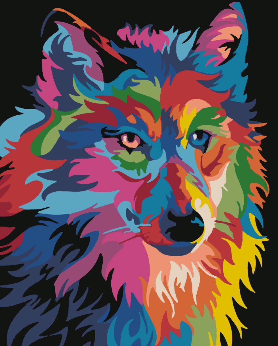 Картина по номерам Радужный волк