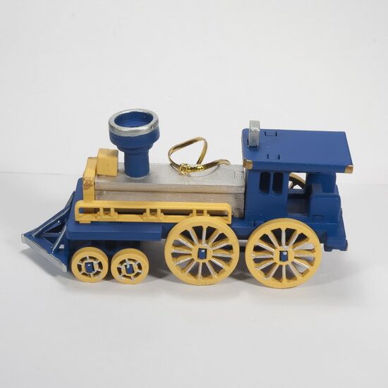 Елочная игрушка Ретро паровоз (темно-синий)
