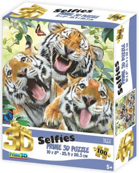 Пазл Super 3D Тигры селфи, 100 деталей