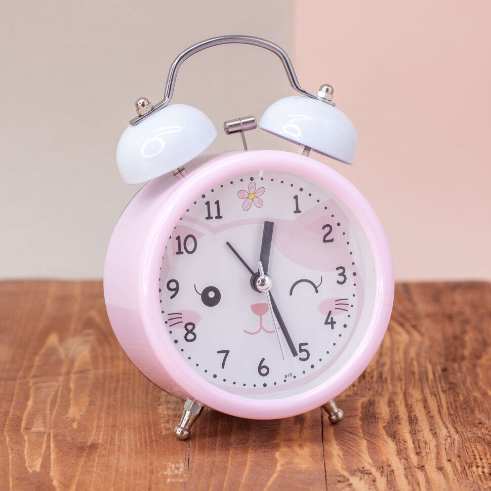 Часы-будильник Funny cat (pink)
