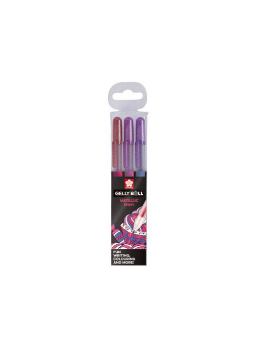 Набор гелевых ручек Metallic Конфеты 3 цвета: красная розовая фиолетовая