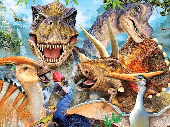 Пазл Super 3D Динозавры селфи, 100 деталей