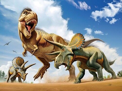 Пазл Super 3D Тираннозавр против трицератопса, 500 деталей