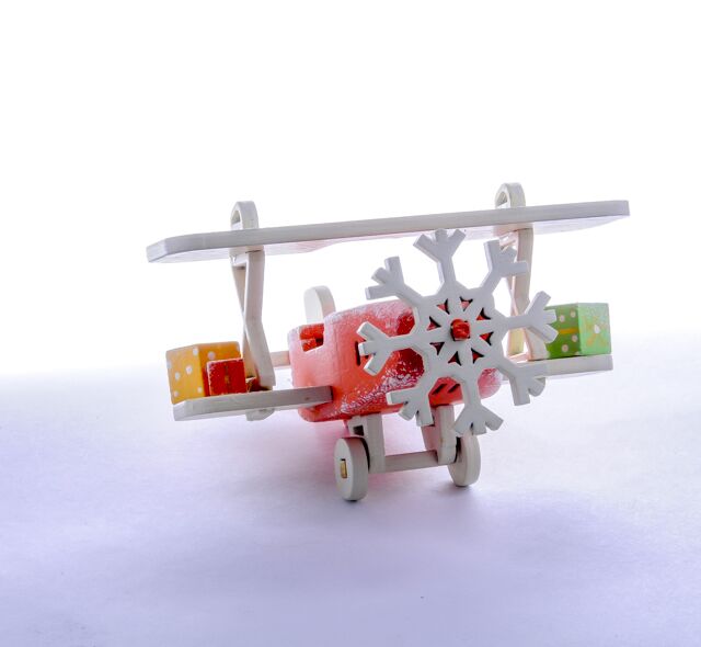 Елочная игрушка Самолет Биплан (Коралл)