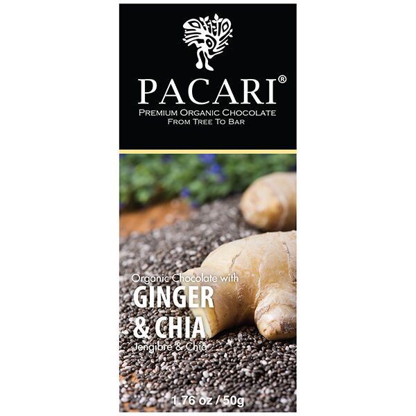 Органический шоколад Pacari с имбирем и чиа 60%, 50 гр