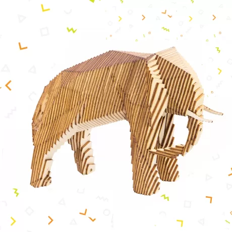 Деревянный конструктор Слон параметрический (собранный)
