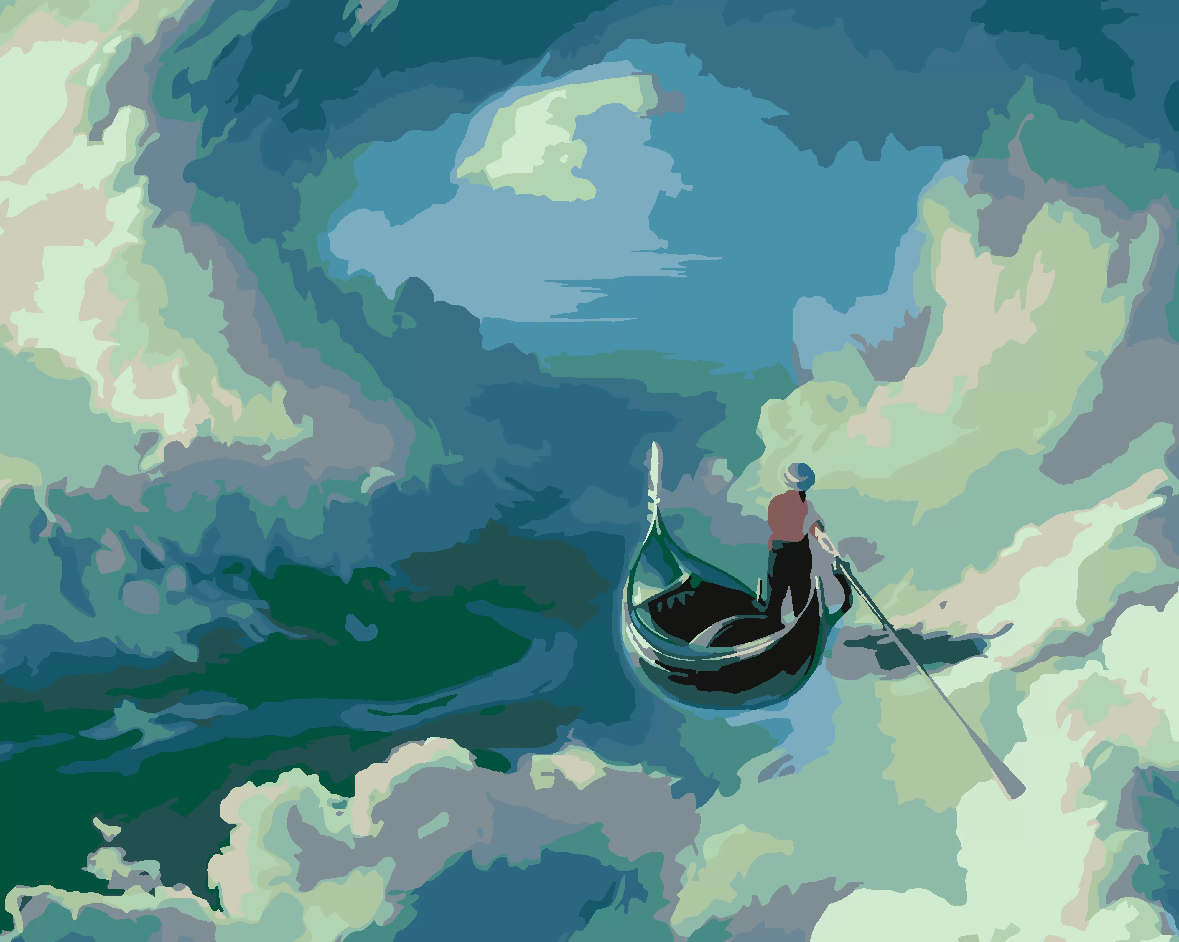 Картина по номерам Лодка в облаках