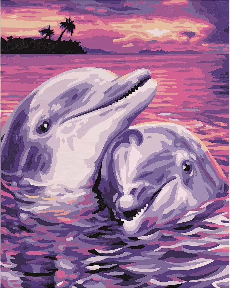 Картина по номерам Любовь дельфинов