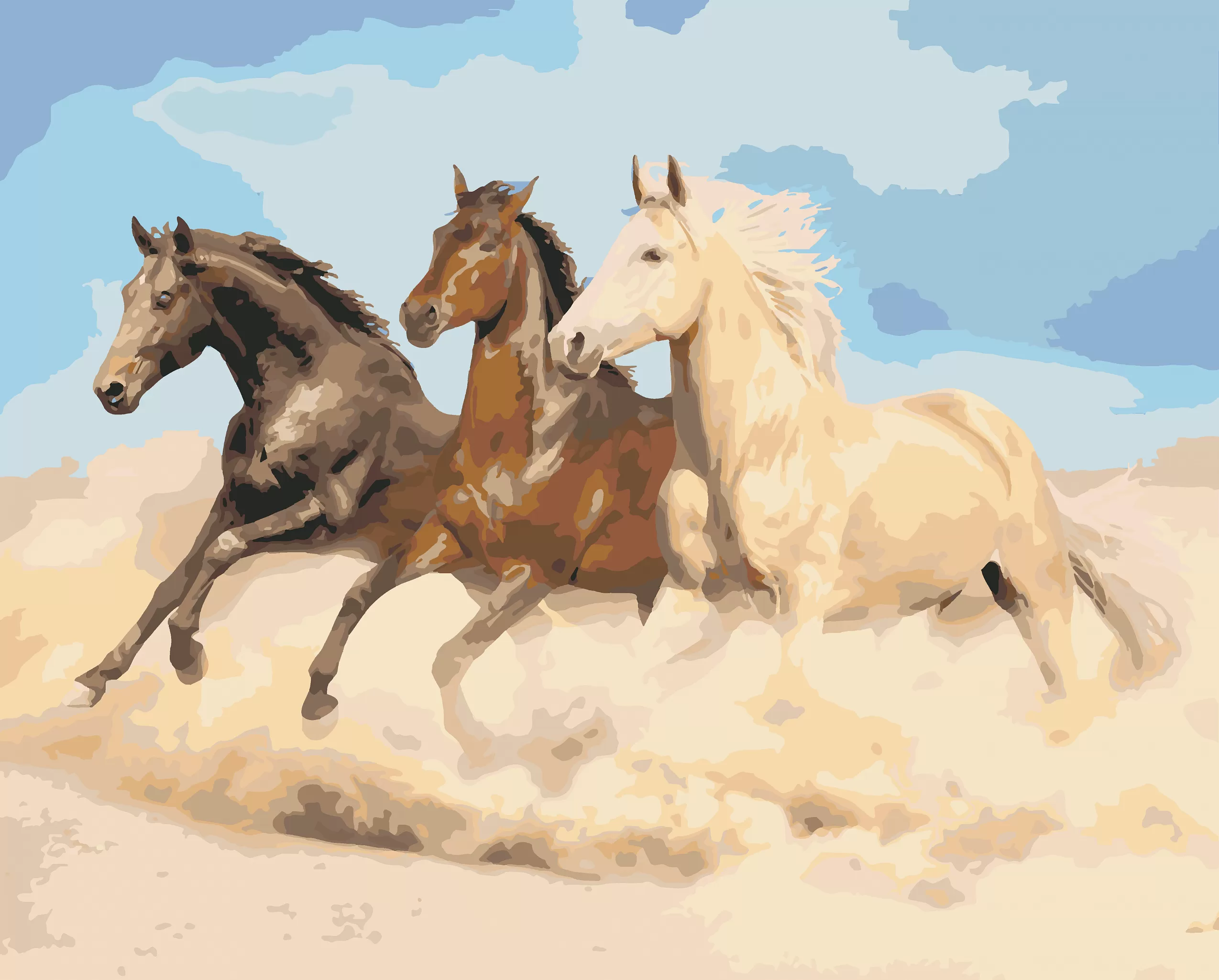 Картина по номерам Три коня