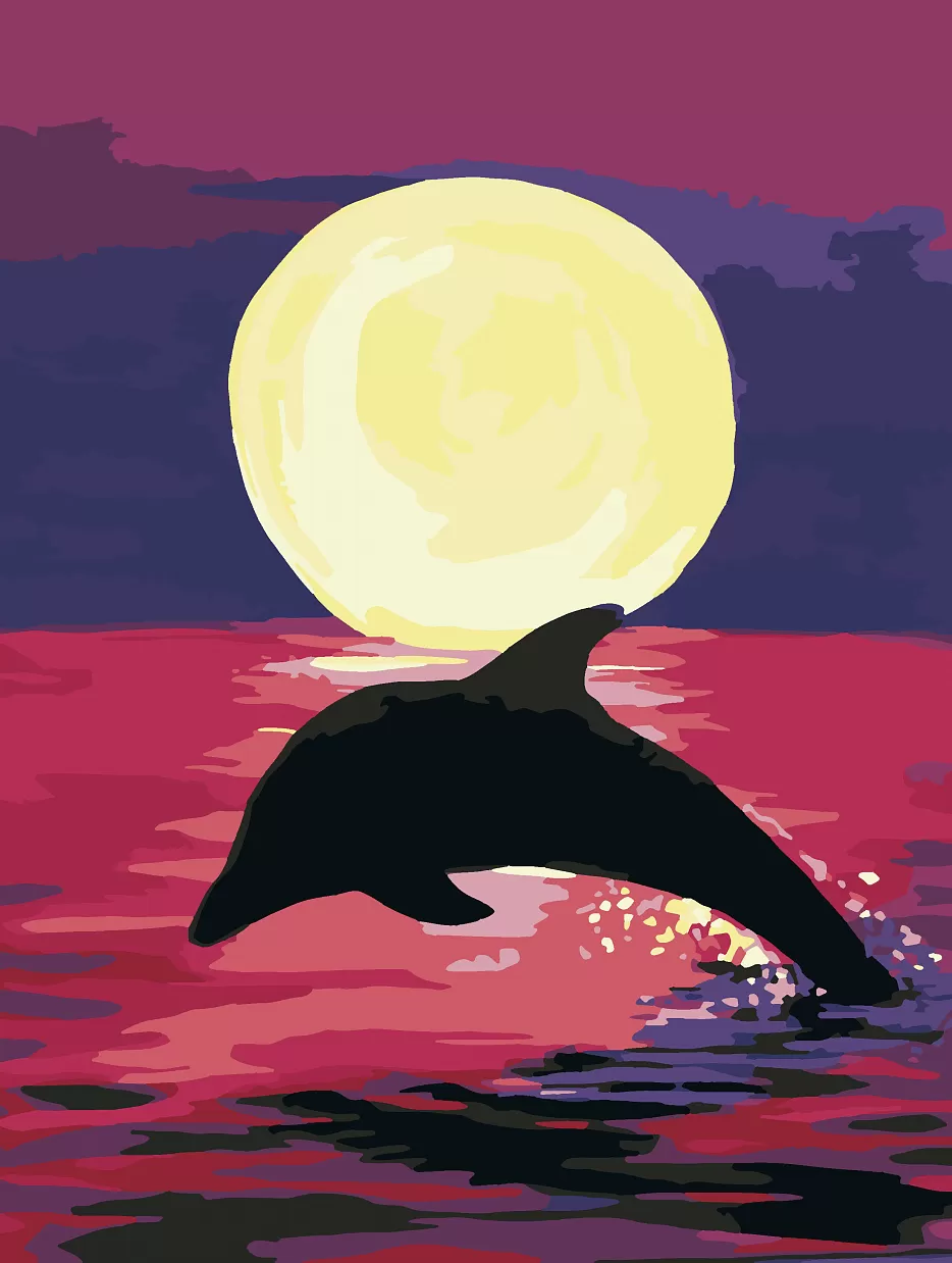 Картина по номерам Дельфин на закате