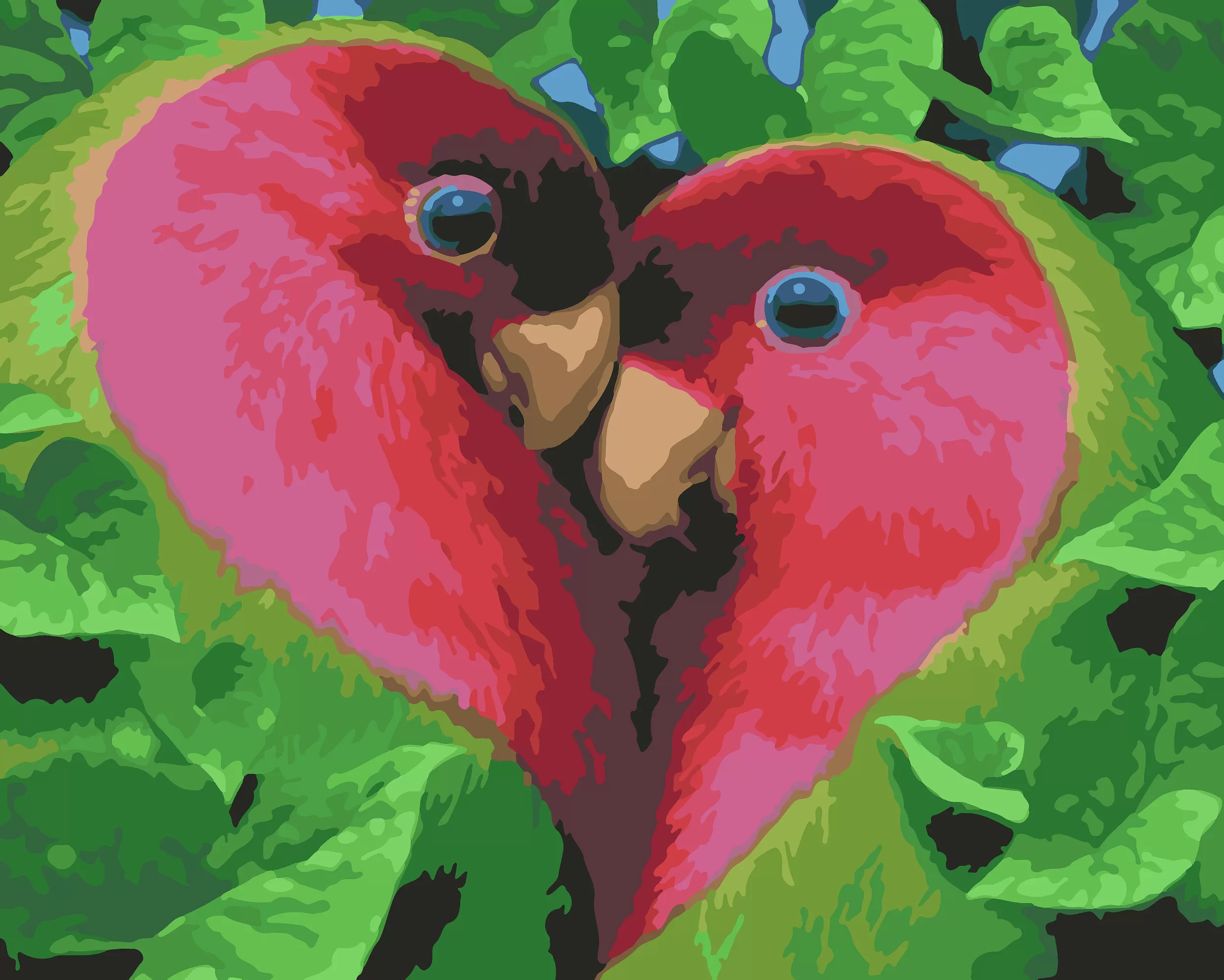 Картина по номерам Любовь попугаев