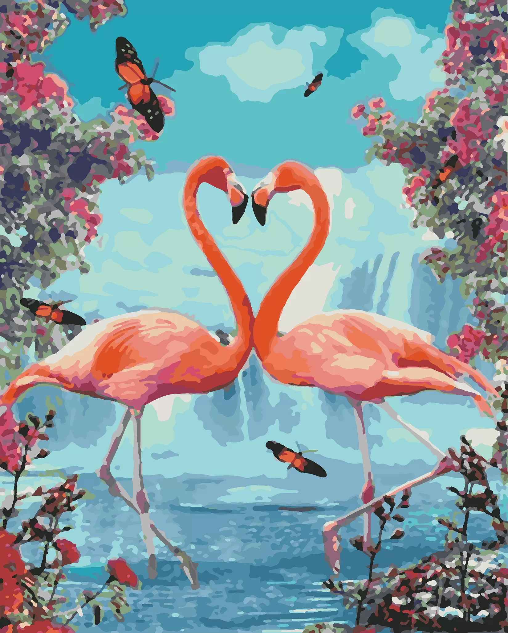 Картина по номерам Любовь фламинго