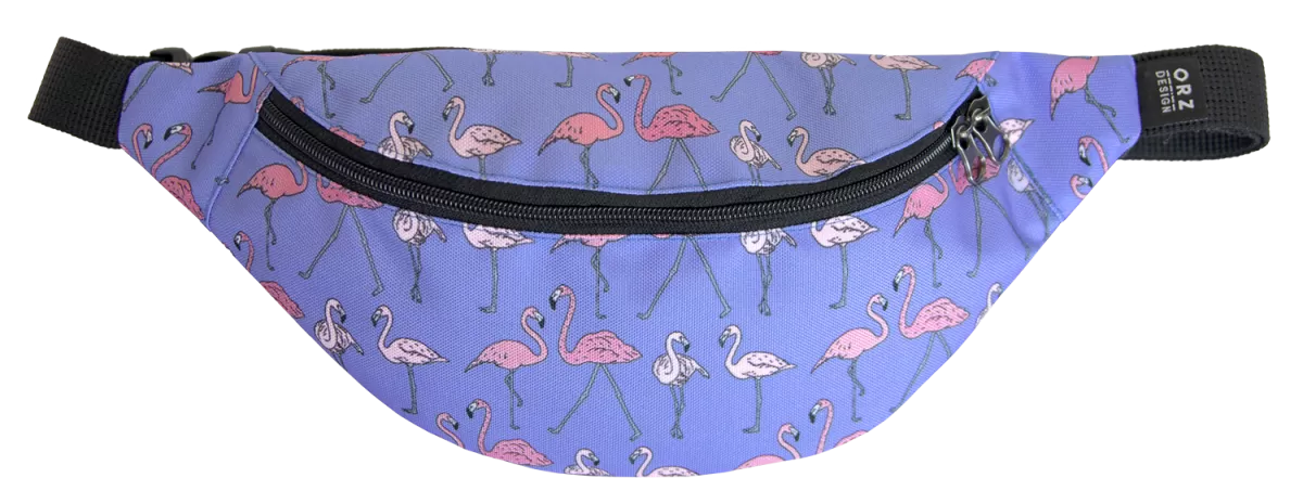 Поясная сумка Фламинго на голубом