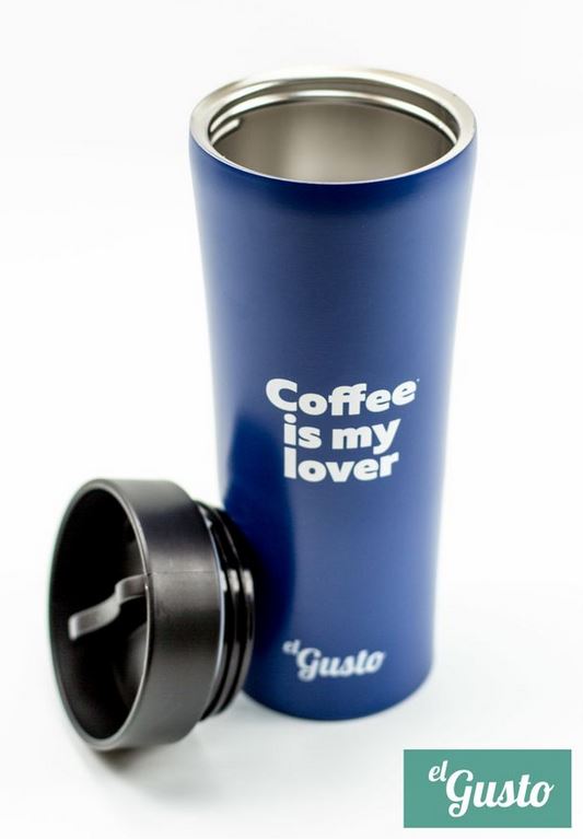 Термокружка Simple. Coffee is my lover, blue
