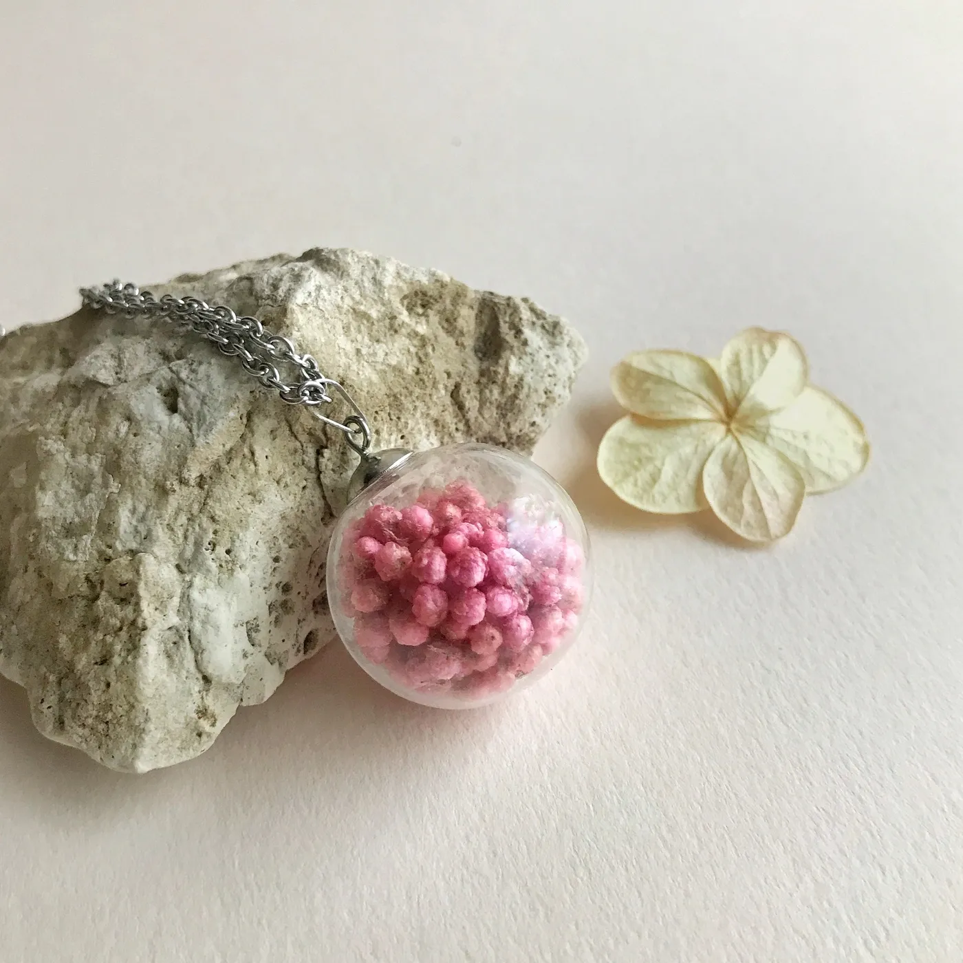 Кулон Glassbox Рисовый цветок Малиновый