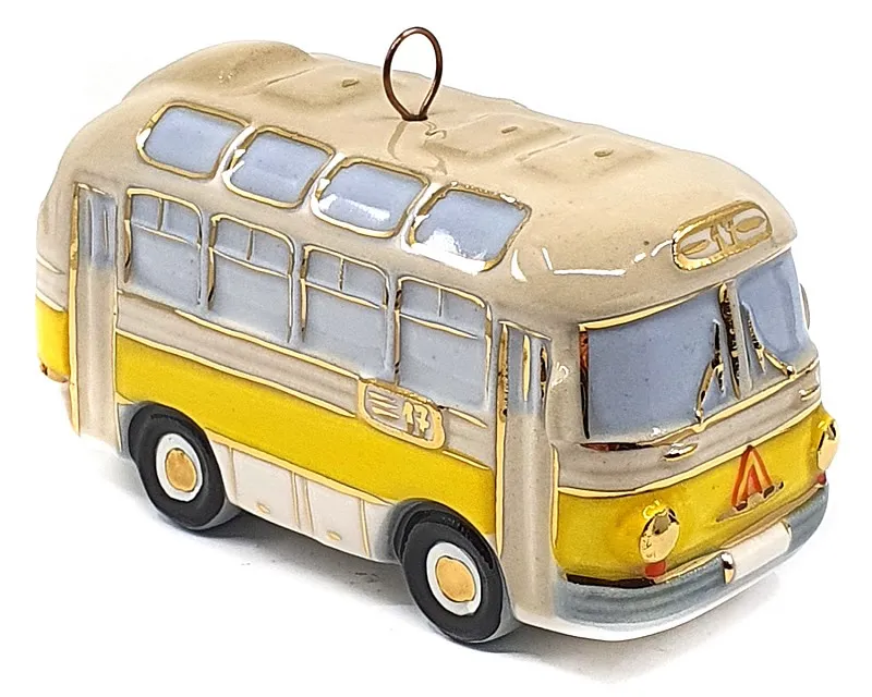 Елочная игрушка Автобус с жёлтой полосой