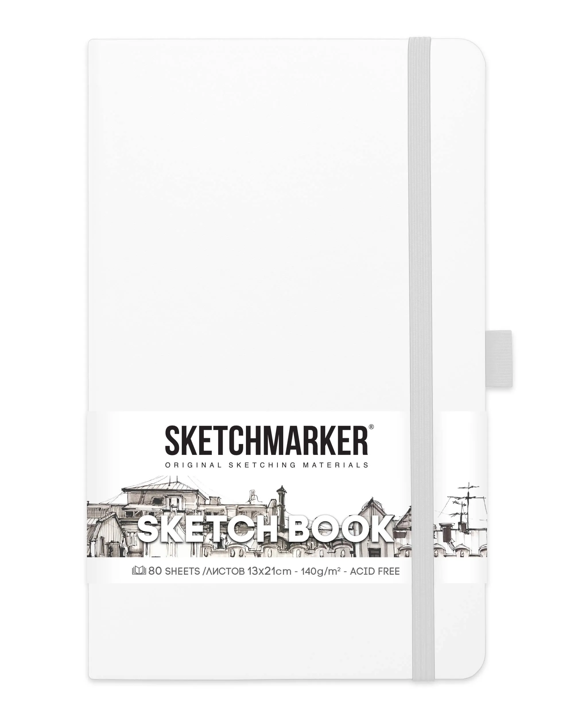 Блокнот для зарисовок Sketchmarker 140г/кв.м 13*21см 80л (Белый)